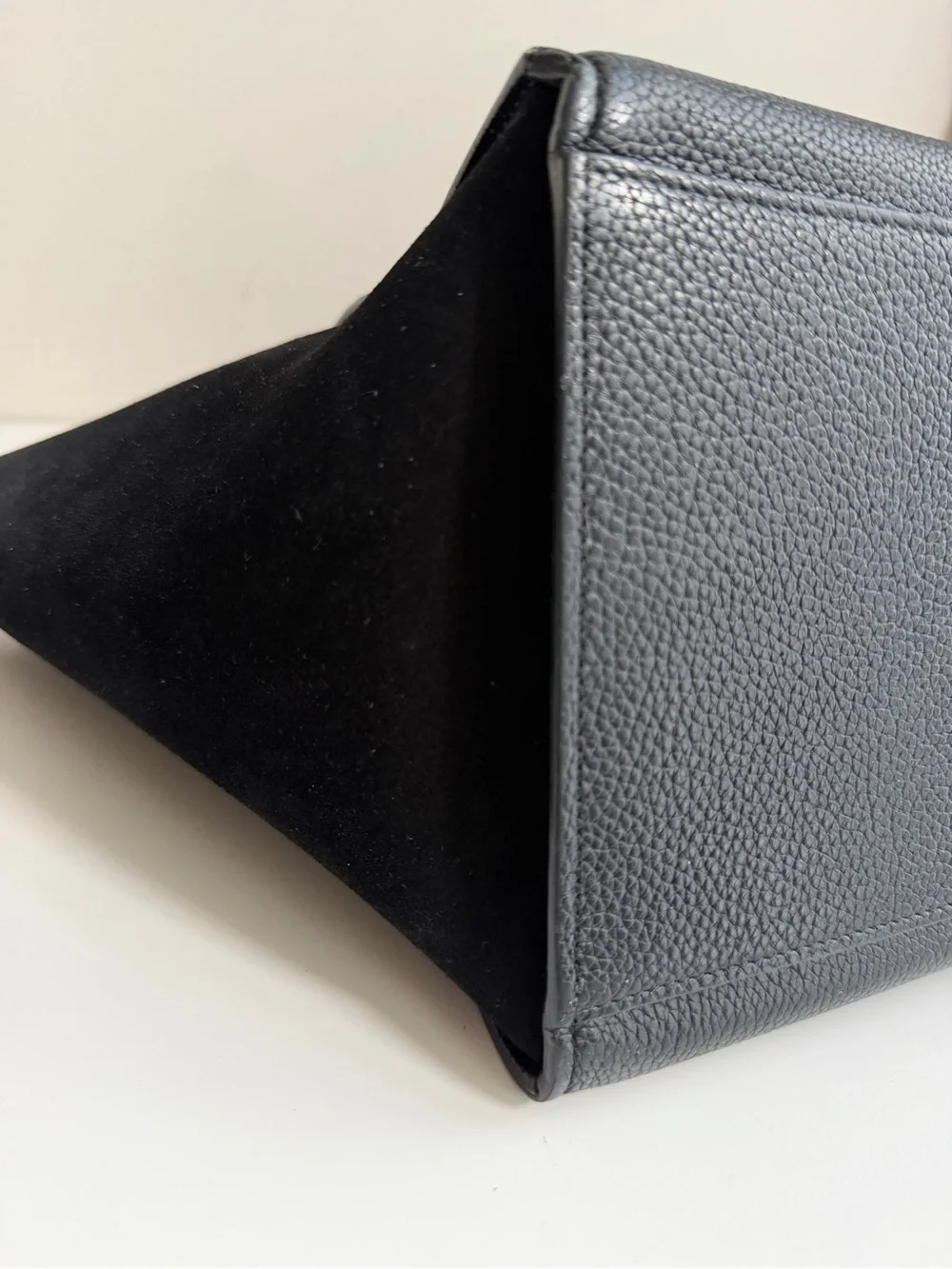 Authentic CELINE Small Trapeze Black Leather Suede Handbag